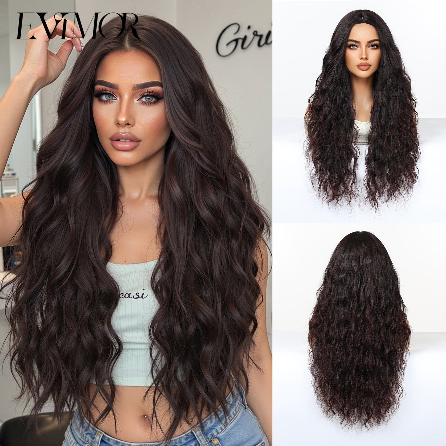 Women's American Curly Inch Fluffy Hair Simulation Natural Wig Long Curls