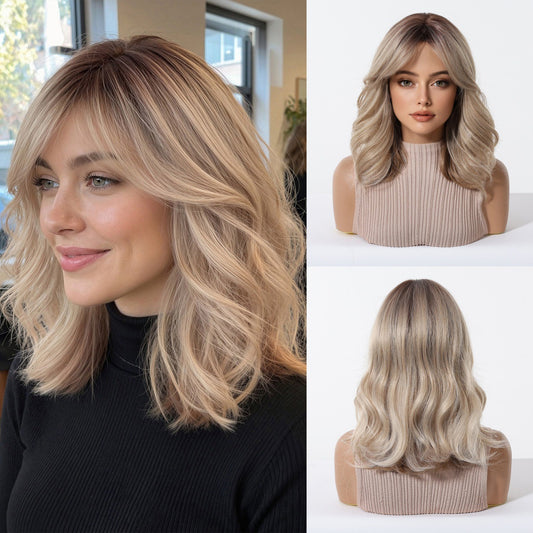 Golden Brown Mechanism Head Cover High Temperature Wig Short Curly Hair