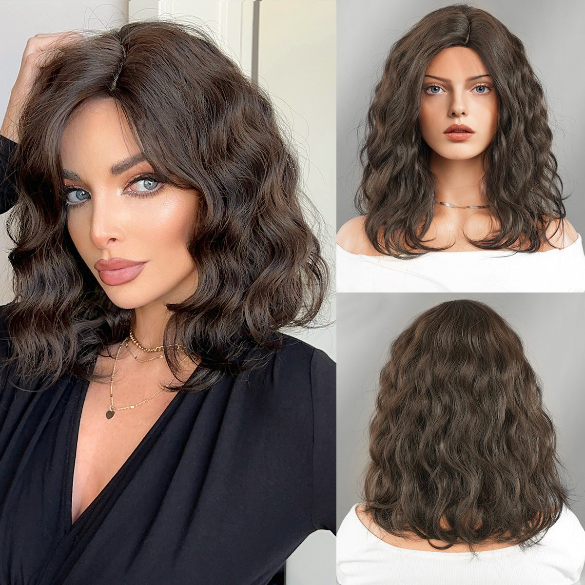 Women's Medium Long Partial Style Chemical Fiber Wig Short Curly Hair