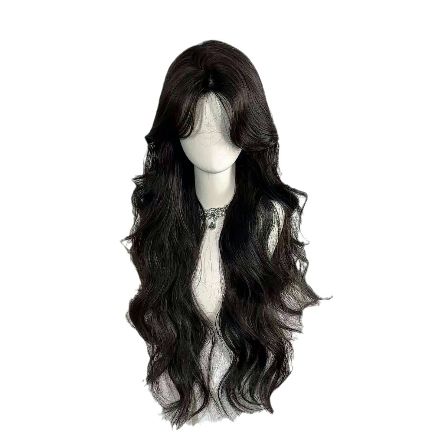 Wave Long-hair Woman Fluffy Natural Black Wig Long Curls