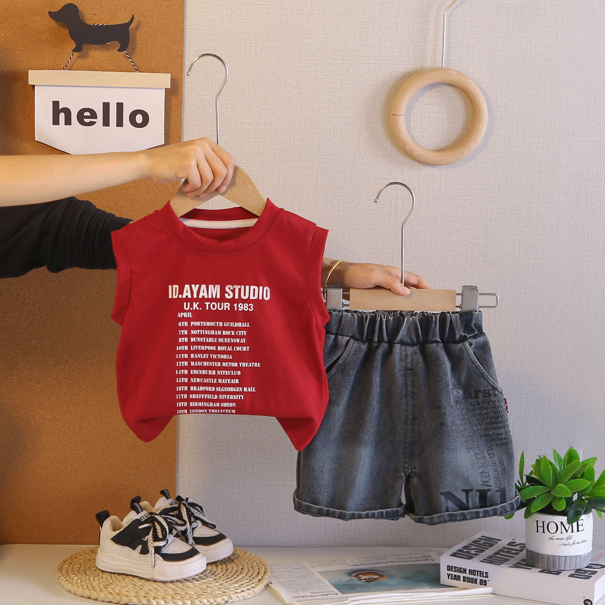 Children's Summer Clothing Cool Handsome Vest Western Style Fried Street Sleeveless Children's Suit