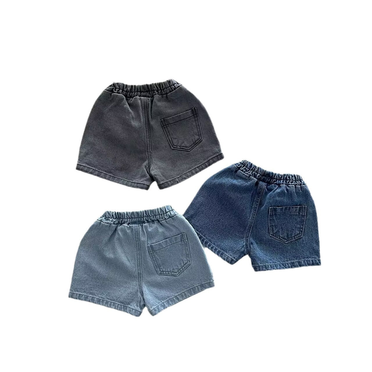 Women's & Men's Casual Denim Shorts Western Solid Color Pocket Children's Pants