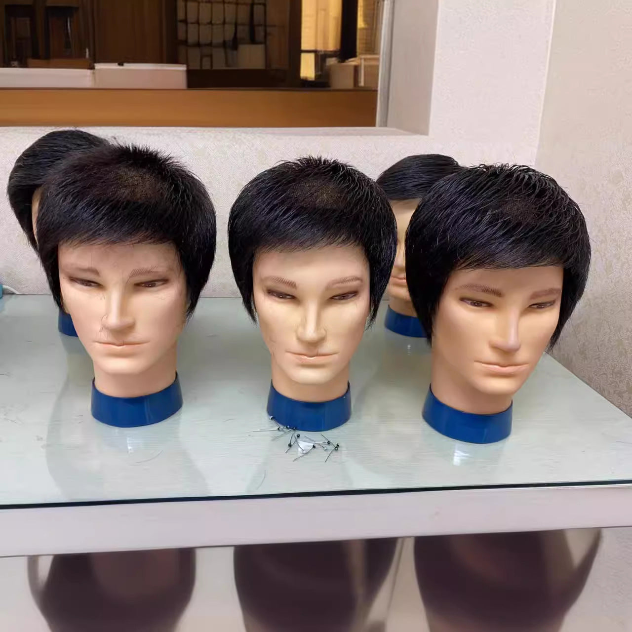 Men's Woven Invisible Light Breathable Bald Head All Real Hair Cover Wig