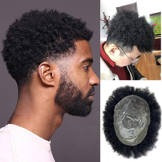Men's Qu Hairpiece Full Human Hair V Men's Wig