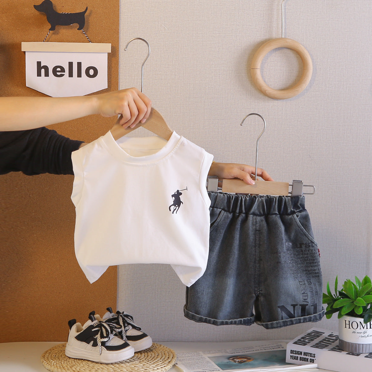 Children's Summer Clothing Cool Handsome Vest Western Style Fried Street Sleeveless Children's Suit