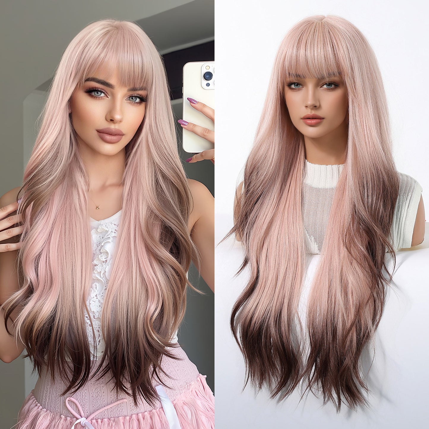 Wave Refuse Class Flavor Natural Straight Bangs Head Cover Fashion Wig Long Curls