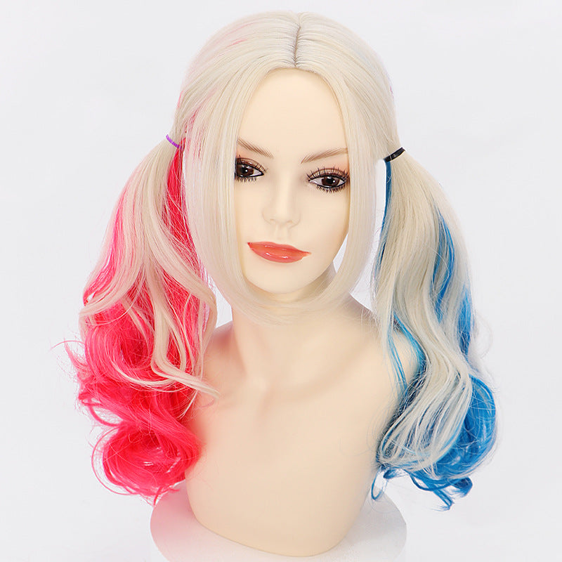 Suicide Squad Clown Harley Quinn Mid-length Long Curly Cos Wig