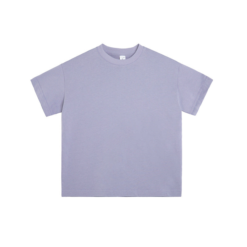 Children's Big Sports Round Neck Solid Color Children's T-shirt