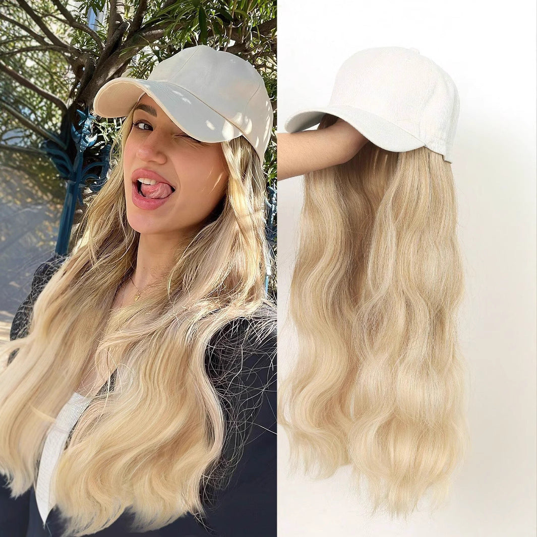 Hat Long Water Corrugated Hair With Baseball Cap Integrated Synthetic Other Wig