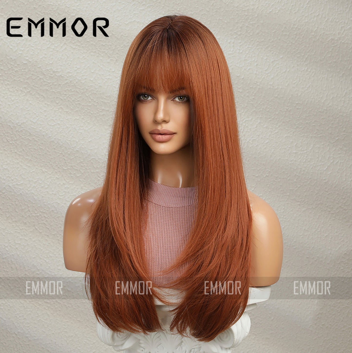 Female Hair Dirty Orange Anchor Color Long Straight Wig