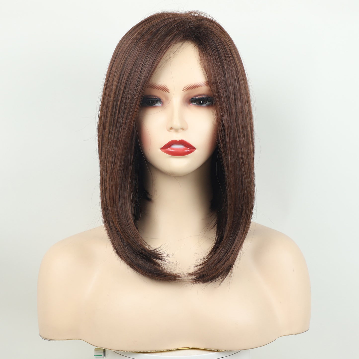 Female Full Head Mid-length Hair Partial Brown Inner Long Straight Wig