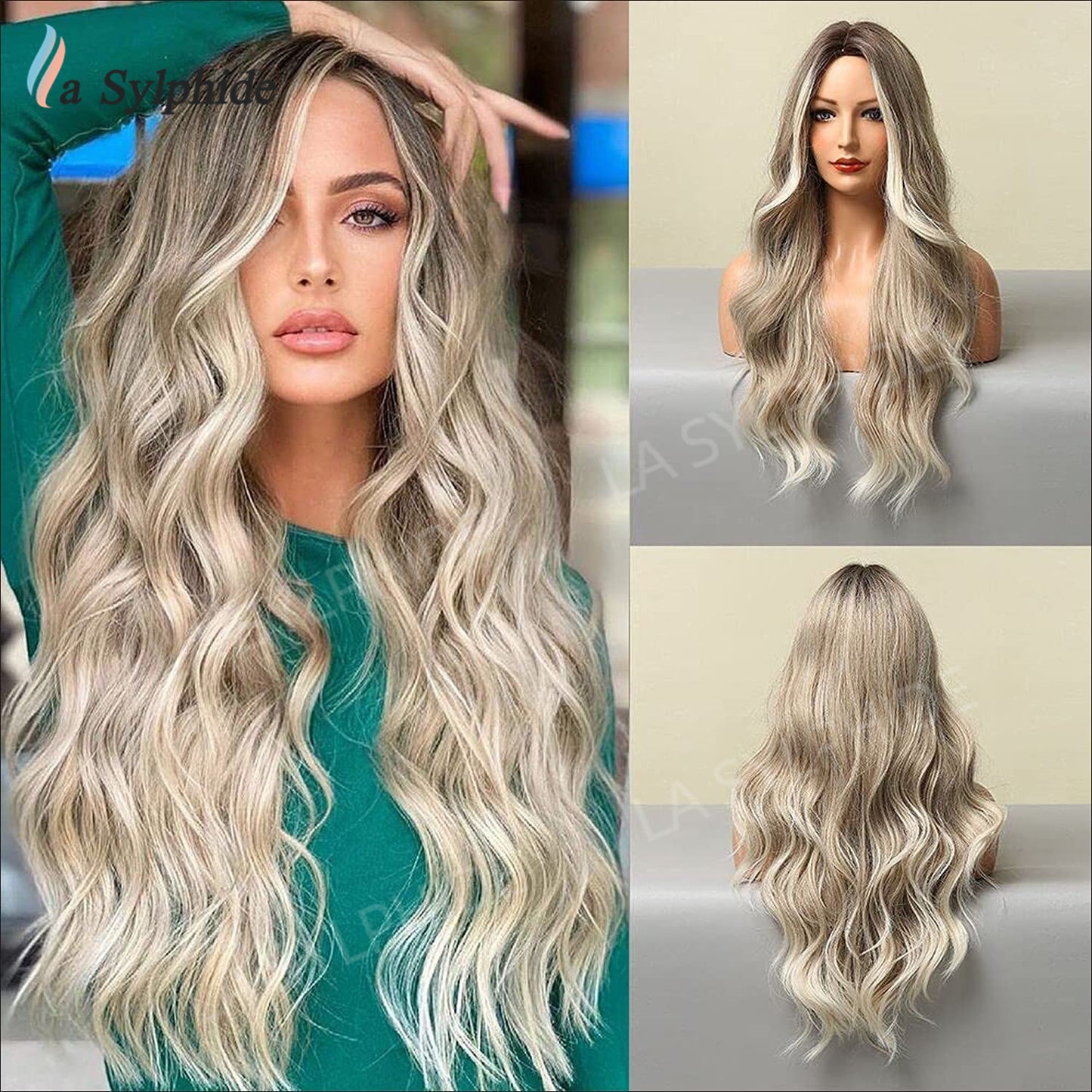 Women's Long Mid-length Big Wave Curly Without Bangs Temperament Face Real Hair Wig