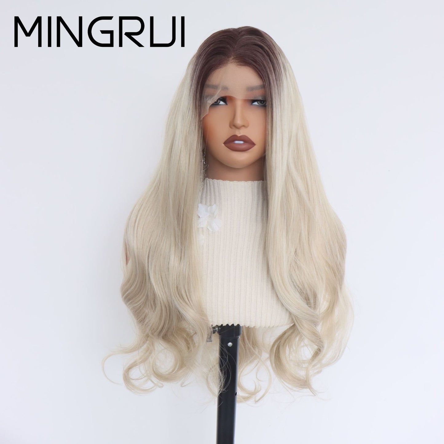 Lace Big Wave Head Cover Imitation Human Hair Fiber Chemical Wig Long Curls