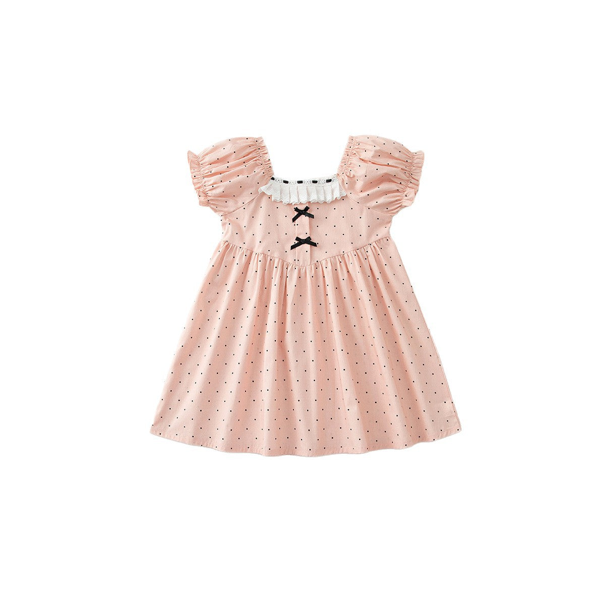Pink Polka Dot Summer Korean Style Puff Children's Dress