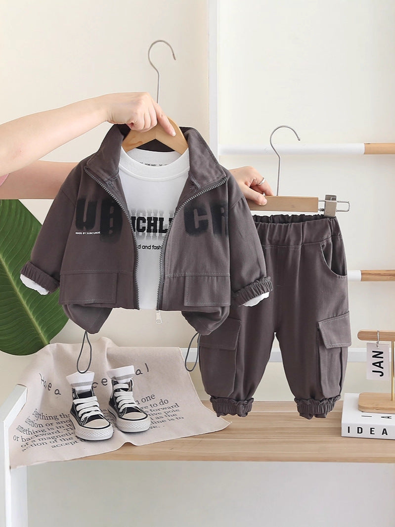 Boy Fashionable Autumn Clothing Sports Three-piece Children's Suit