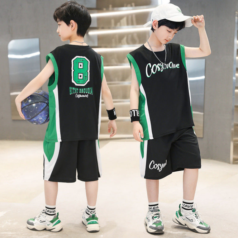 Vest Sports Two-piece Quick Drying Clothes Sleeveless Basketball Wear Children's Suit