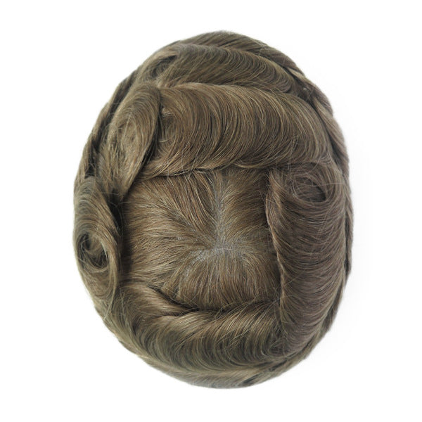 Men's Leather Hand Crochet V Needle Hairpiece Men's Wig