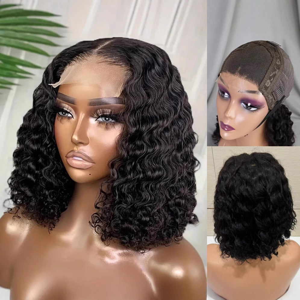 Closure Deep Curly Bob Density Indian Real Hair Wig