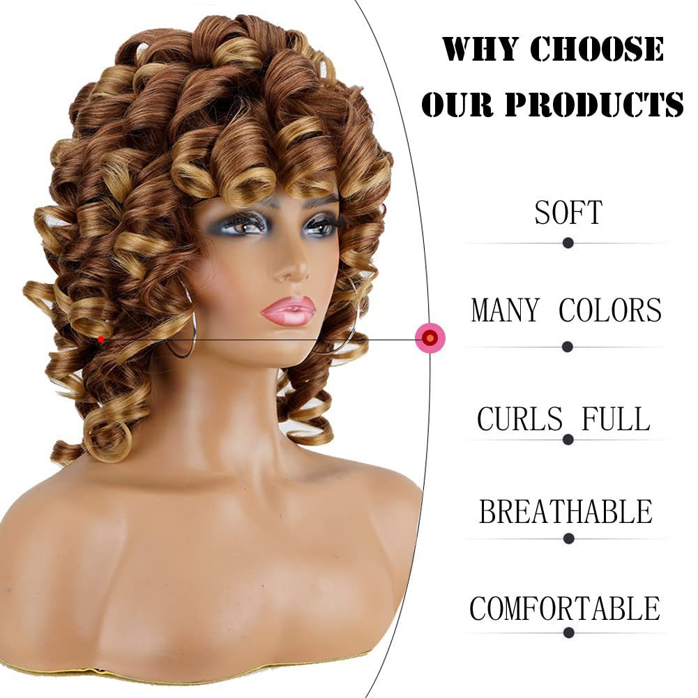 Women's African Screw Tape Bangs Optional Wig Short Curly Hair