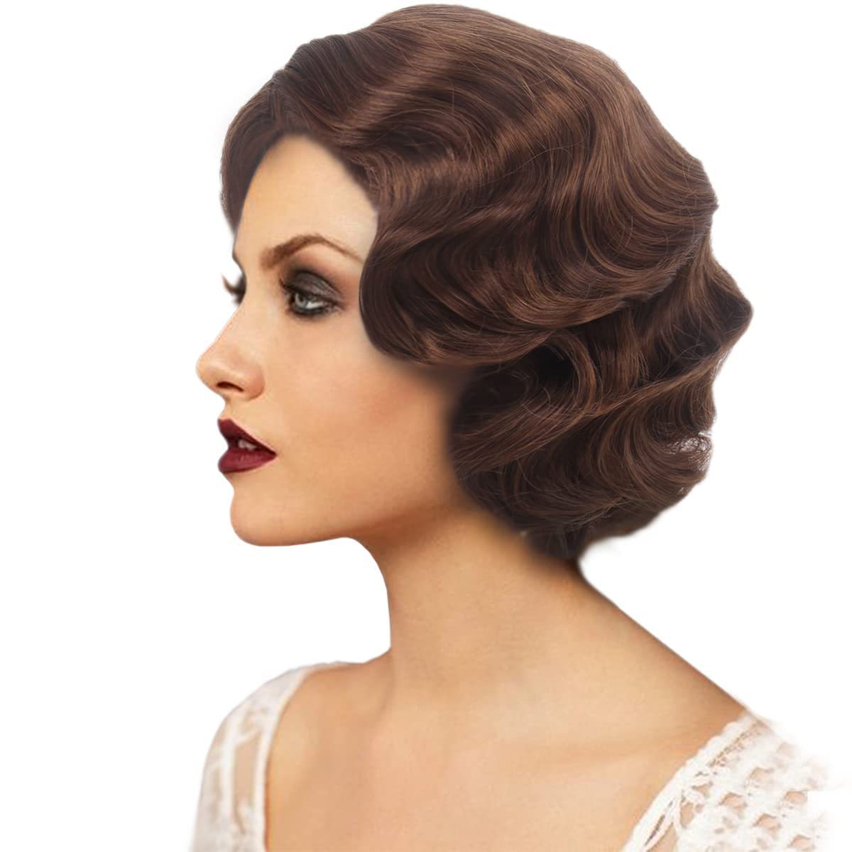 Generation Golden Vintage Water Ripple Simulation Wig Short Curly Hair