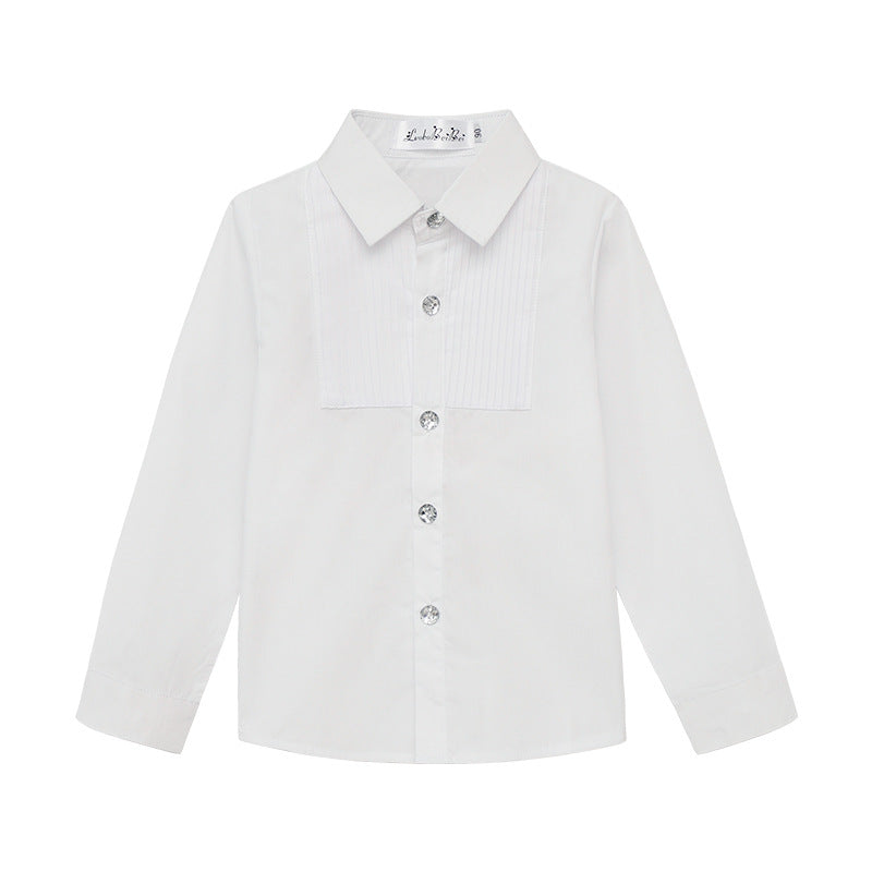 Children's Korean Style Striped Bottoming Thickened Solid Color Long Children's Shirt