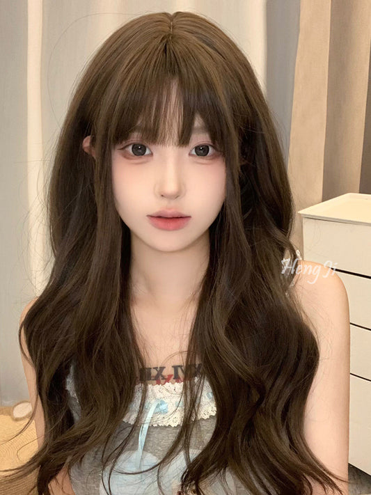 Women's Hair Style Retro Bangs Egg Roll Head Small Curly Natural Wig Long Curls