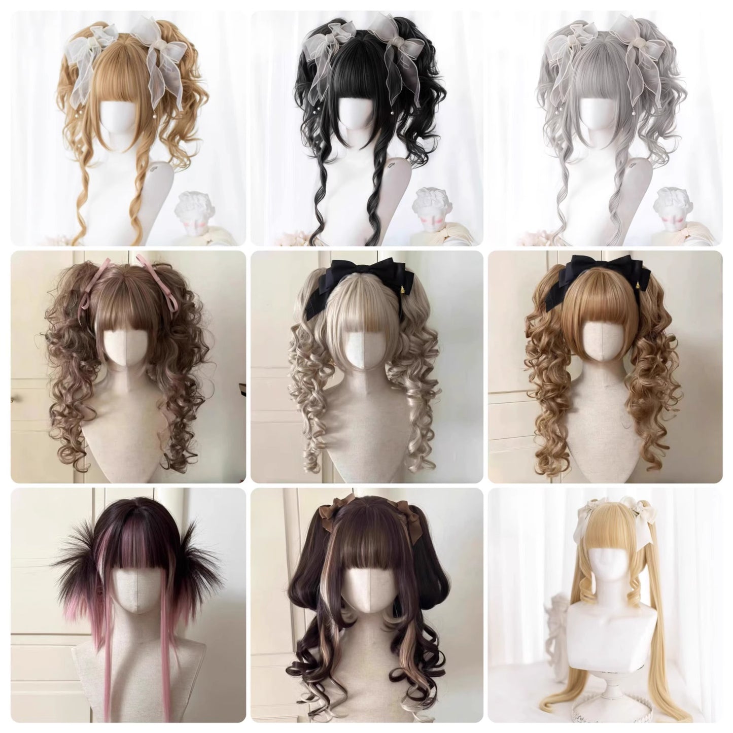 Collection Ancient Breakfast Double Ponytail Jaws Clamp Daily Retro Wig Long Curls