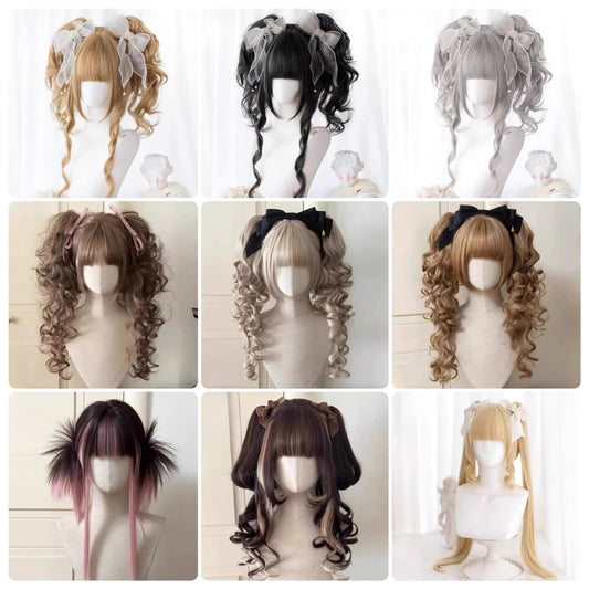 Collection Ancient Breakfast Double Ponytail Jaws Clamp Daily Retro Wig Long Curls