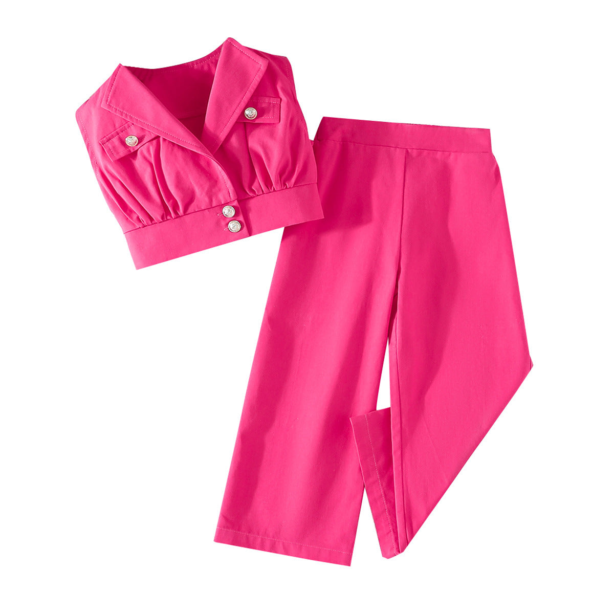 Solid Color Midriff Outfit Lapel Vest Children's Suit