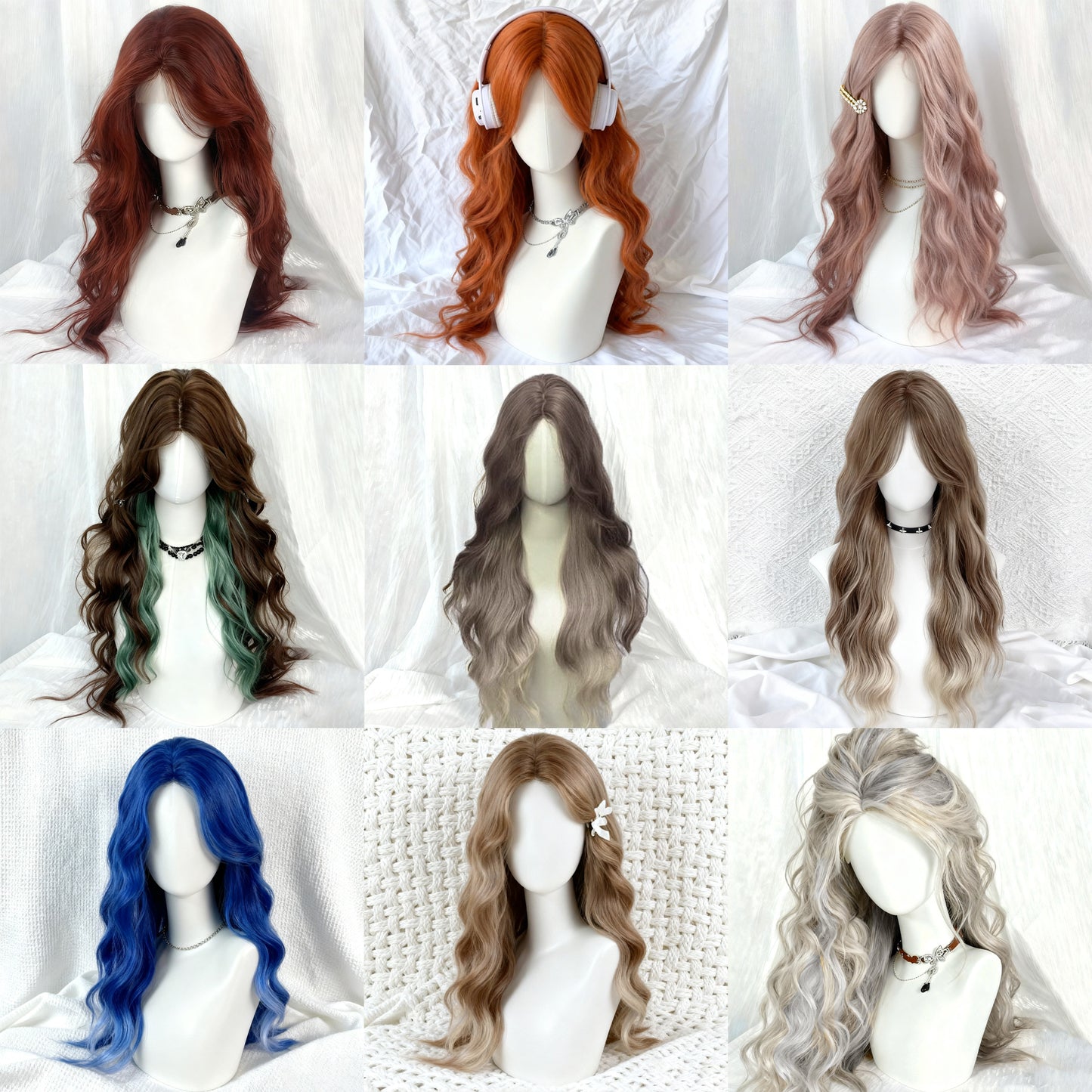 Female Forehead Lace Curly Hair Bangs Long Straight Wig