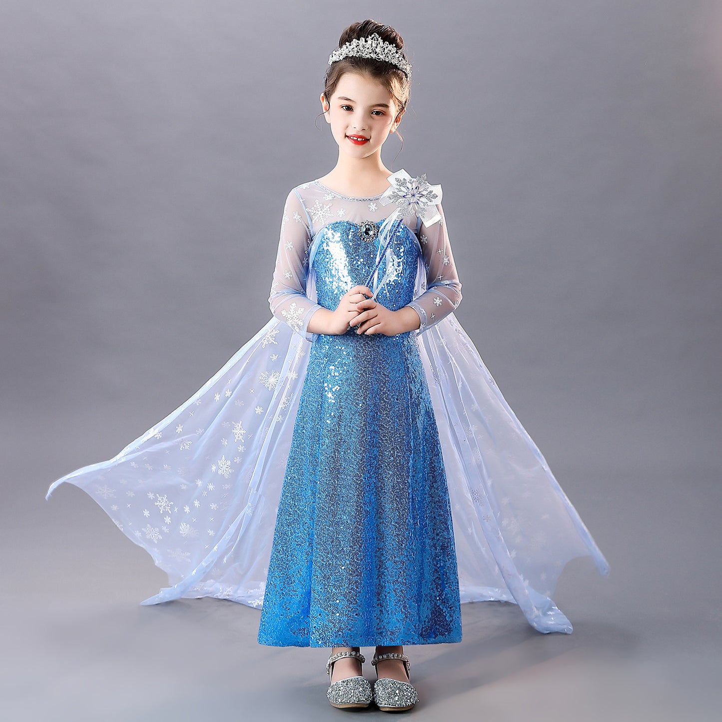 Women's & Children's Princess Elsa Frozen Aisha Clothes Western Children's Dress