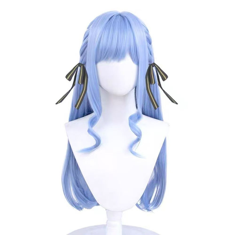 Silk Yi Blue Artificial Long Scalp Cos Wig