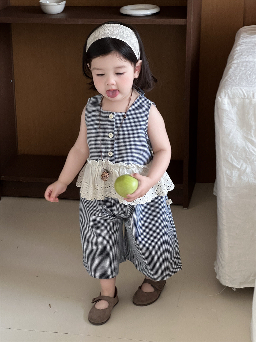 Children's Summer Plaid Thin Korean Style Clothing Children's Suit