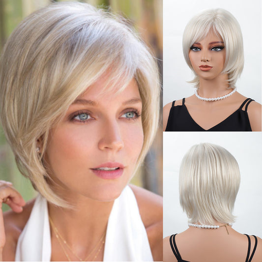 Women's Golden Rose Net Synthetic Wigs Wig Short Straight Hair