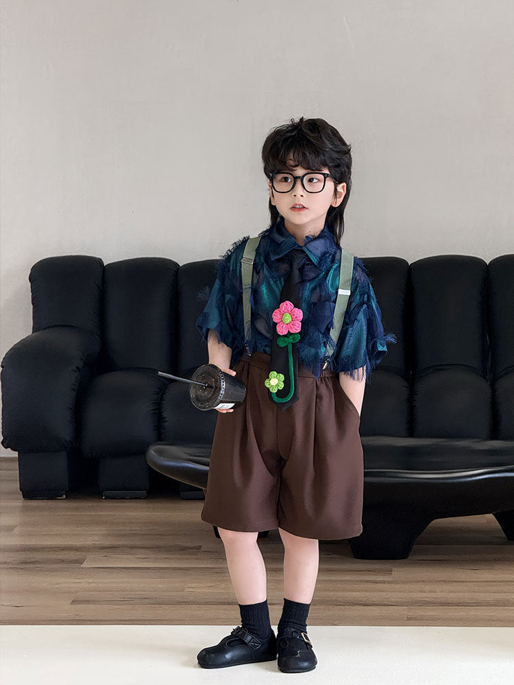 Children's Summer Korean Style Short Sleeve Western Printed Children's Shirt