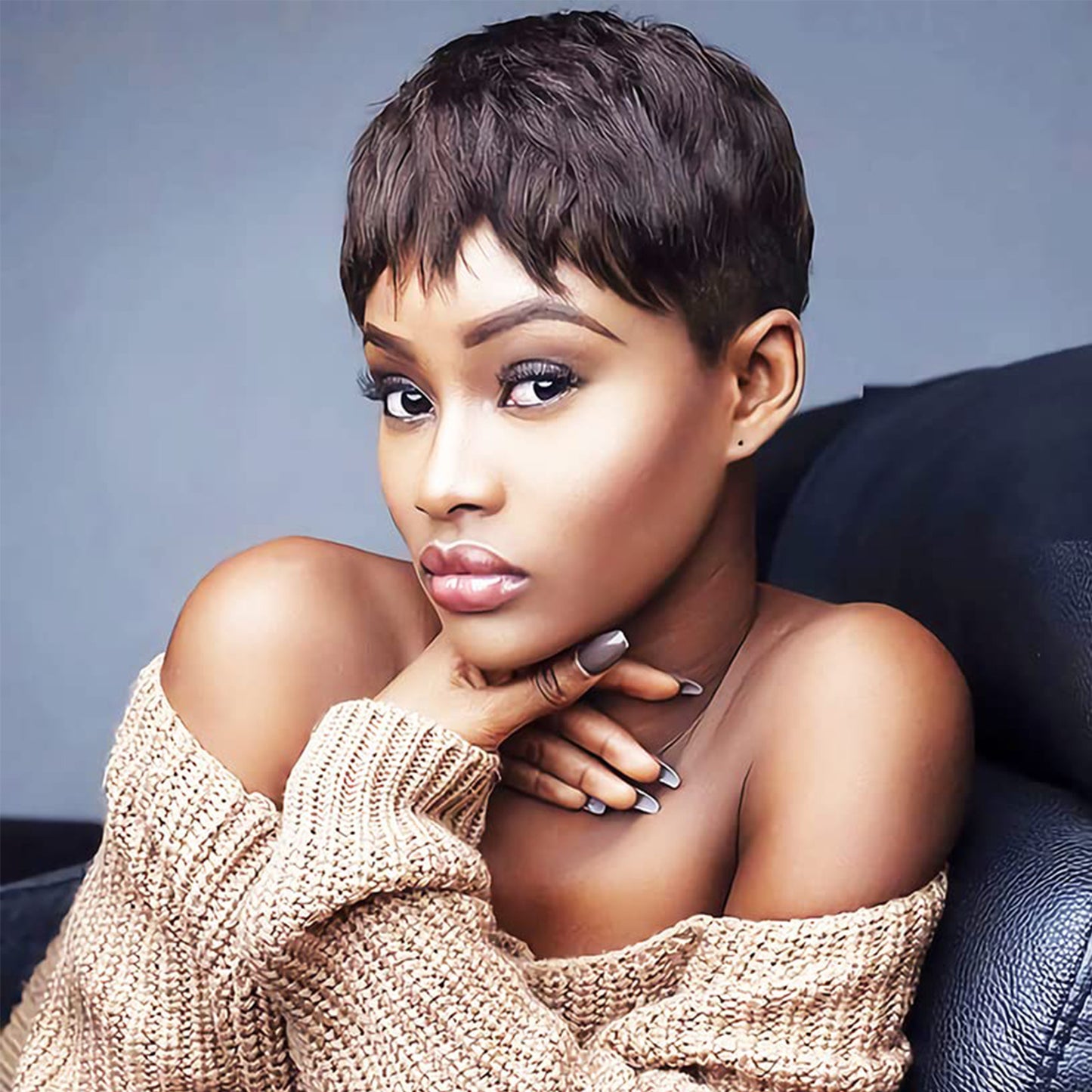 Graceful Trendy Mechanism Human Elf Short Real Hair Wig