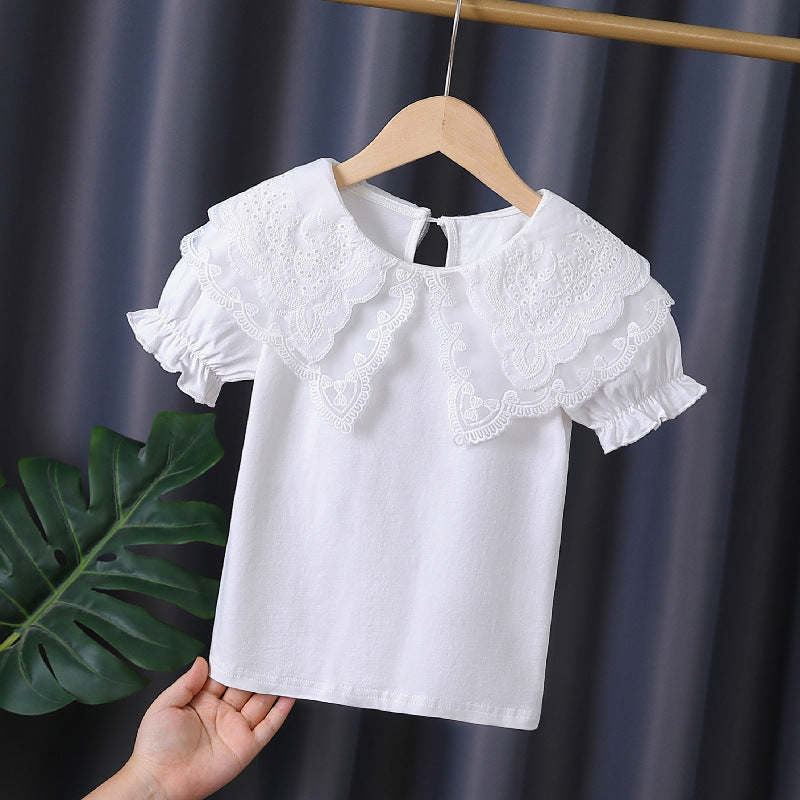 Children's Shirt Cotton Thin Short-sleeved White Doll Children's T-shirt