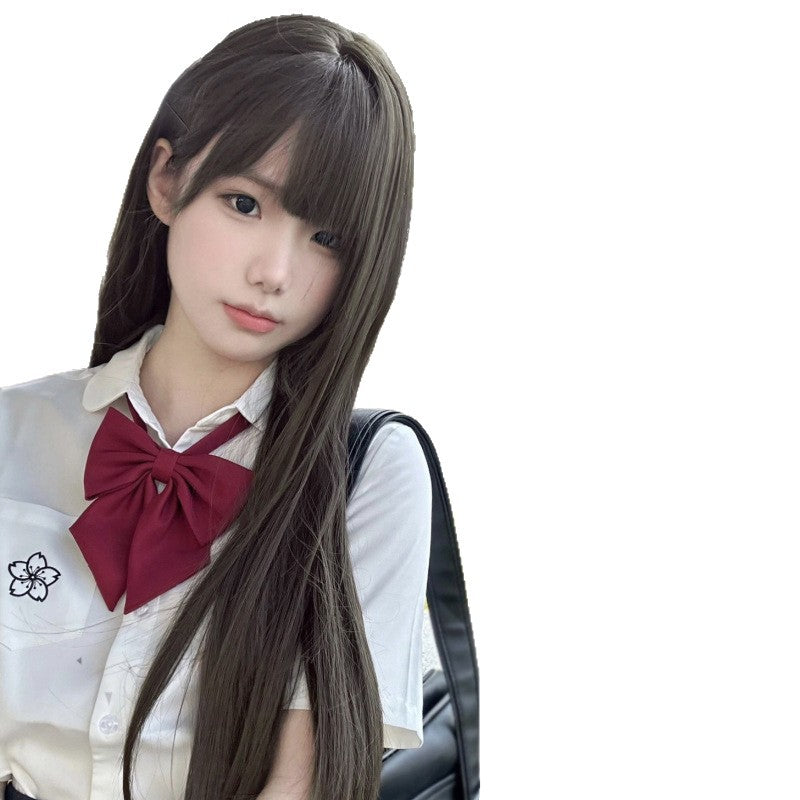 Female Hair Round Face Natural Fluffy Long Straight Wig