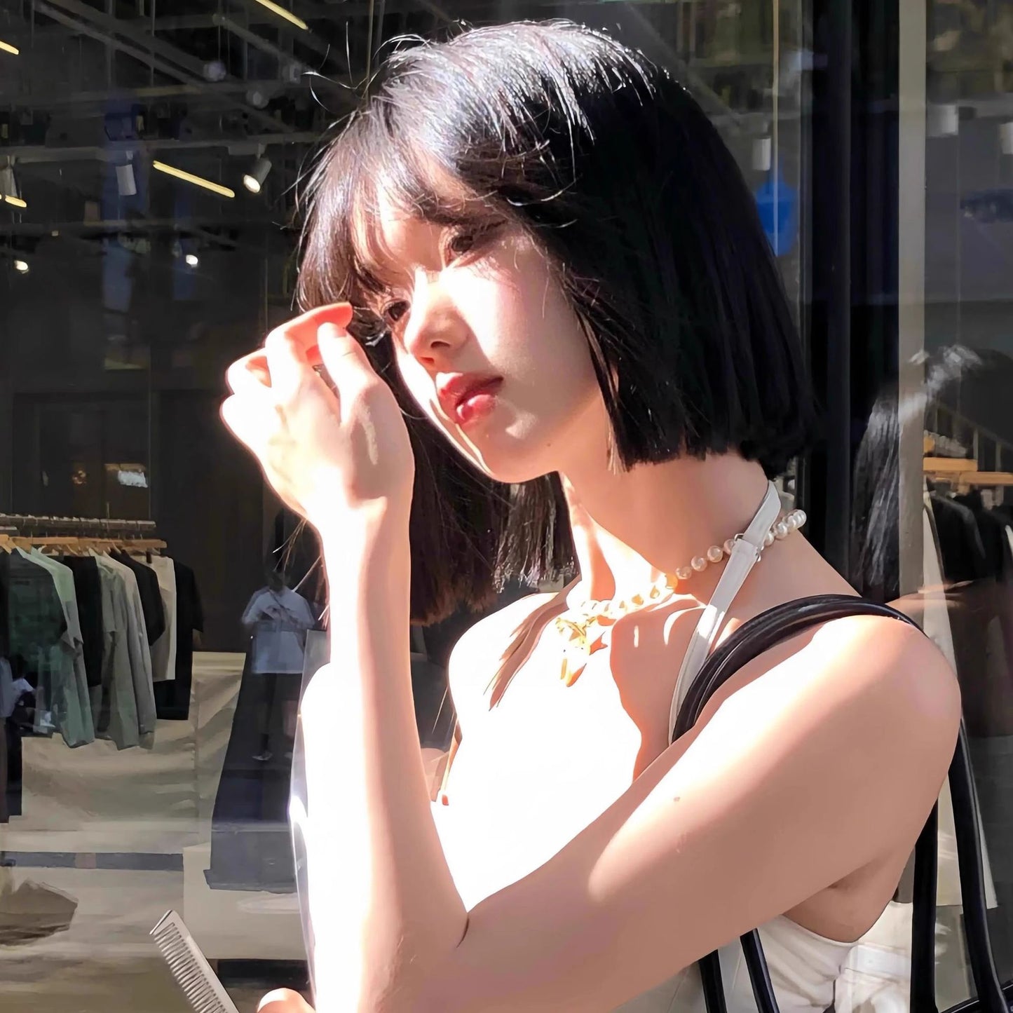 Shop Female Hot Cut Air Bangs Natural Simulation Wig Short Straight Hair