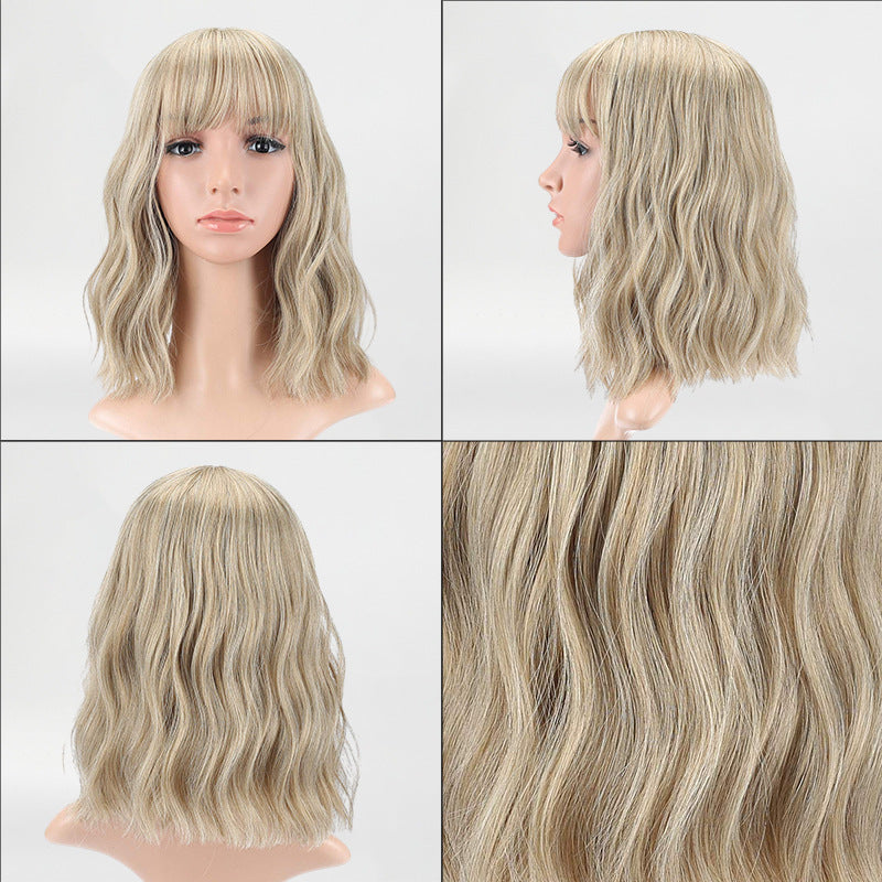 Halloween Bangs Color Short Curly Hair Long Straight Wig