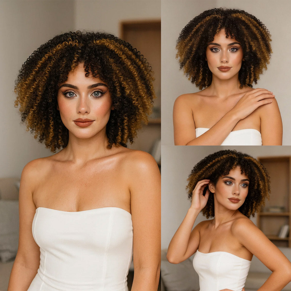 Fiber Female Head Cover African Small Wig Short Curly Hair