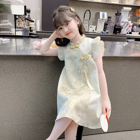 Han Chinese Costume Summer Little National Style Cheongsam Princess Skirt Children's Dress
