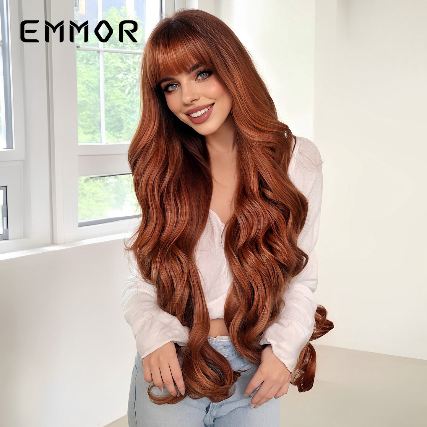 Women's Dark Brown Big Wave Fashion Curly Full Hair Wig Long Curls