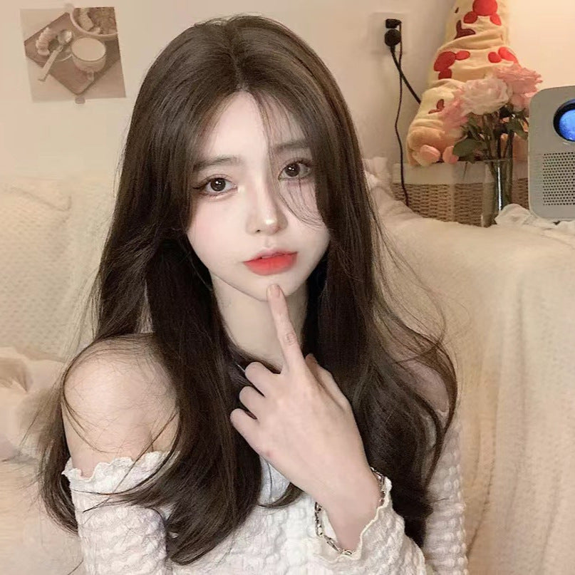 Lace Hand-woven Front Female Curly Hair Straight Simulation Air Wig Long Curls
