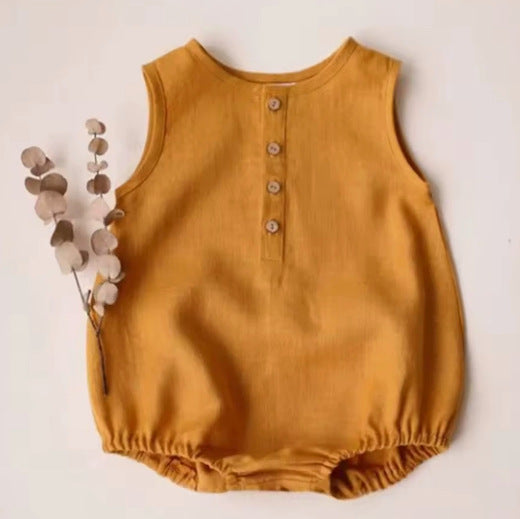 Cotton Short Sleeve Rompers Born Solid Color Jumpsuit, Climbing Suit