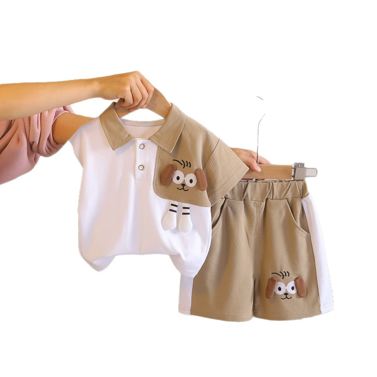 Big Eye Dog Short Sleeve Western Style One Year Old Children's Suit