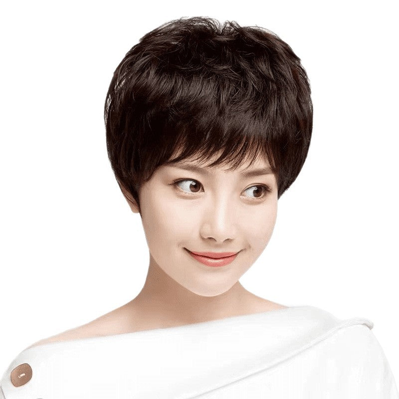 Trendy Creative Female Real Natural Sheath Wig Short Curly Hair