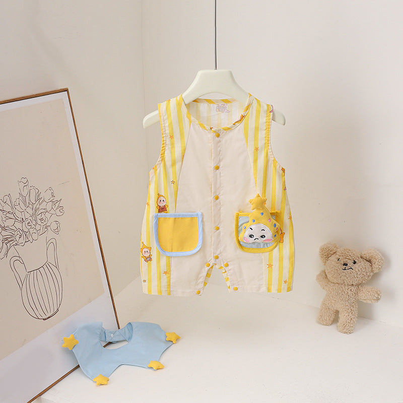 Style Cartoon Short-sleeved Rompers Western Star Dream Pocket Jumpsuit, Climbing Suit