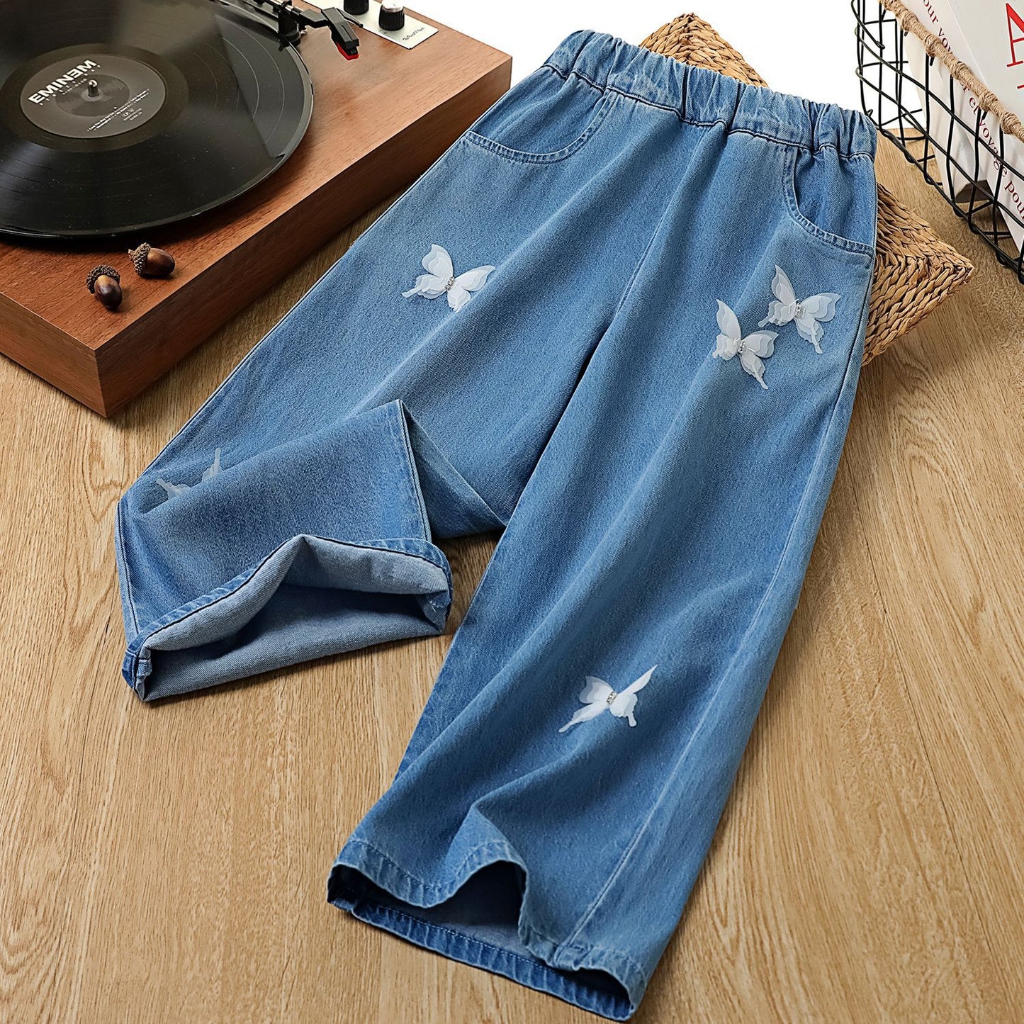 Children's Domestic Matchet Three-dimensional Butterfly Middle Big Children's Pants