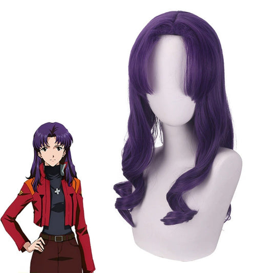 Neon Genesis Evangelion Purple Curly Hair Cos Wig